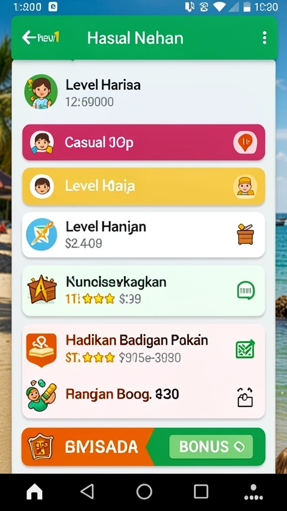 Sistem reward menarik yang membuat bermain semakin seru.